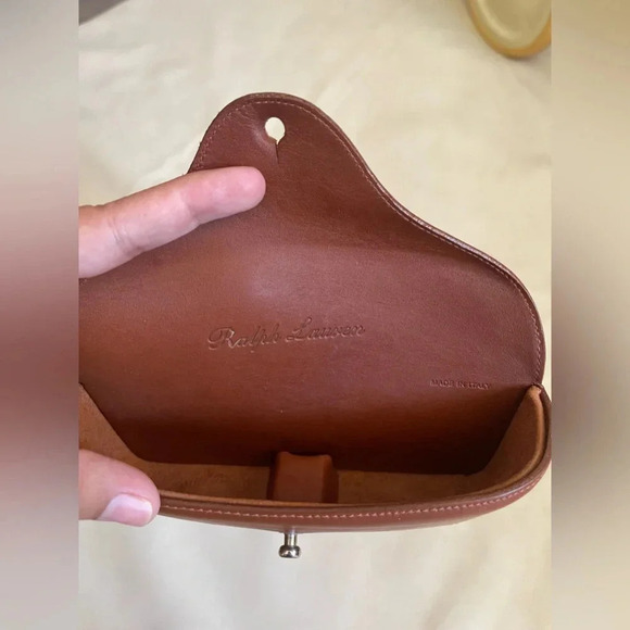VTG, RALPH LAUREN Brown Calfskin Leather Sunglasses Case 6.5"x2.5” Made in Italy - Picture 5 of 5